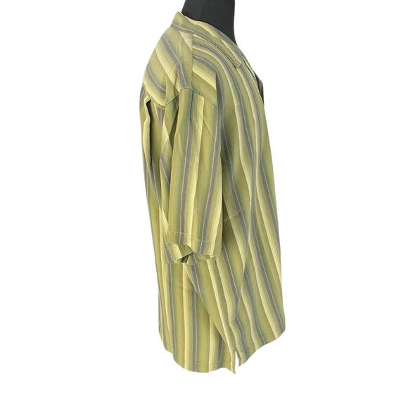 Tommy Bahama Mens Green Hawaiian Striped Button Down Shirt 100% Silk Size Large - Picture 6 of 10
